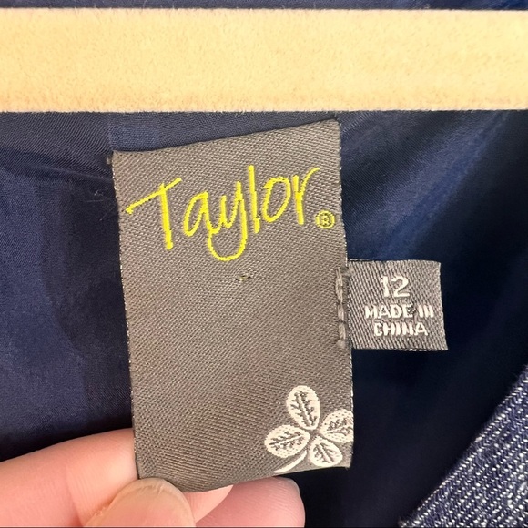 TAYLOR Womens Midi 100% Linen Fit And Flare Denim Dress Wedding Party Nautical - Picture 2 of 12